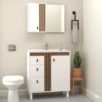 Gabinete Para Banheiro Ariel 80cm Com Pé Branco - 2