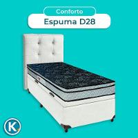 Kit Cabeceira + Cama Box Bau + Colchão Solteiro D28 Conforto Paropas