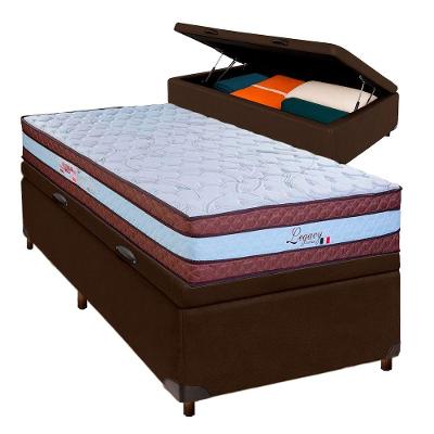 Cama Box Bau Blindado Solteiro + Colchão Molas Ensacadas Legaccy Paropas