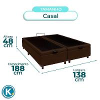 Cama Box Bau Casal Blindado Nature Marrom 138x188