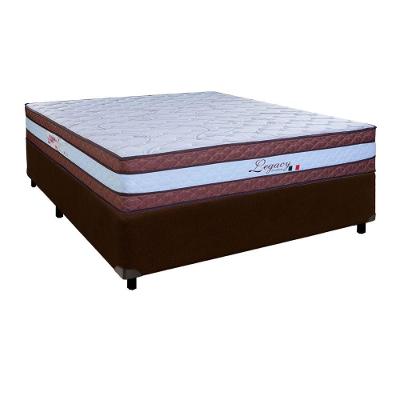 Cama + Box Marrom E Colchão Molas Ensacadas Casal - Legaccy Paropas