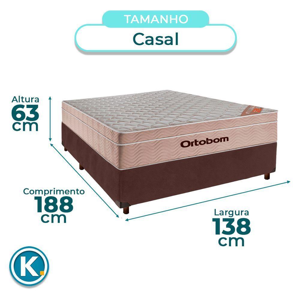 Cama + Box Marrom E Colchão Molas Ensacadas Casal - Airtech Ortobom - 3