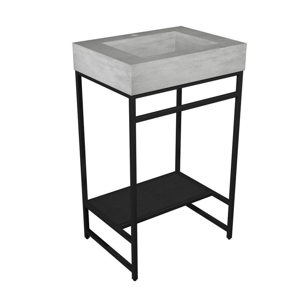Gabinete Banheiro Ferro Iron Black 60x45cm Cuba Rennes Concreto - 1