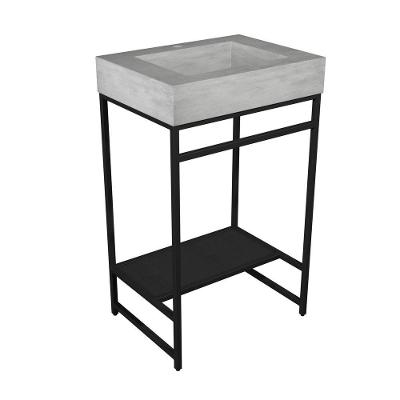 Gabinete Banheiro Ferro Iron Black 60x45cm Cuba Rennes Concreto
