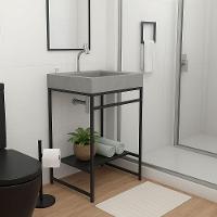 Gabinete Banheiro Ferro Iron Black 60x45cm Cuba Rennes Concreto - 2