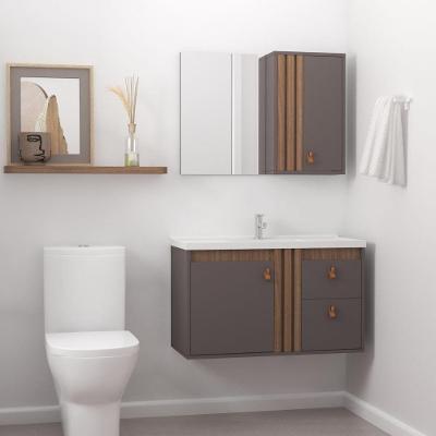 Gabinete Para Banheiro Olivia 80cm Suspenso Preto/jequitibá