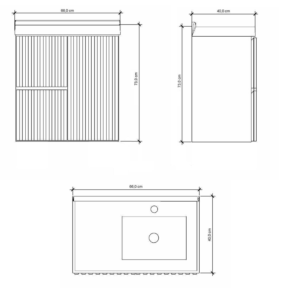 Gabinete Para Banheiro Com Pé Ferrara 66 Cm Branco/santiago - 3