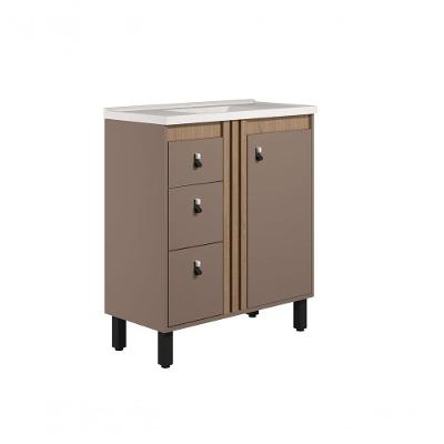 Gabinete Para Banheiro Ariel 80cm Com Pé Havana