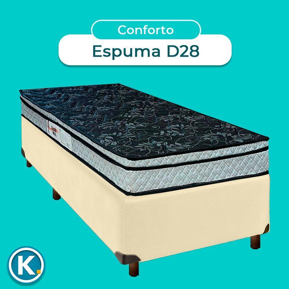 Conjunto Cama Box Bege Solteiro + Colchão D28 Conforto Paropas - 4