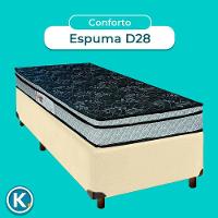 Conjunto Cama Box Bege Solteiro + Colchão D28 Conforto Paropas