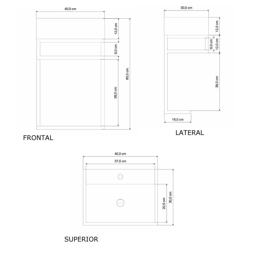Gabinete Banheiro Ferro Los Angeles 40x30cm Branco Fosco - 3