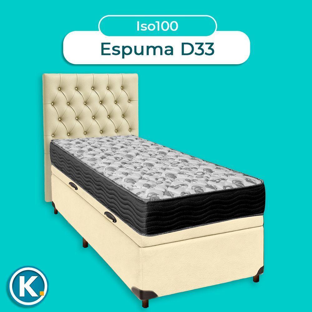 Conjunto Cama Box Bau Blindado Solteiro + Colchão D33 Iso100 Ortobom + Cabeceira - 4