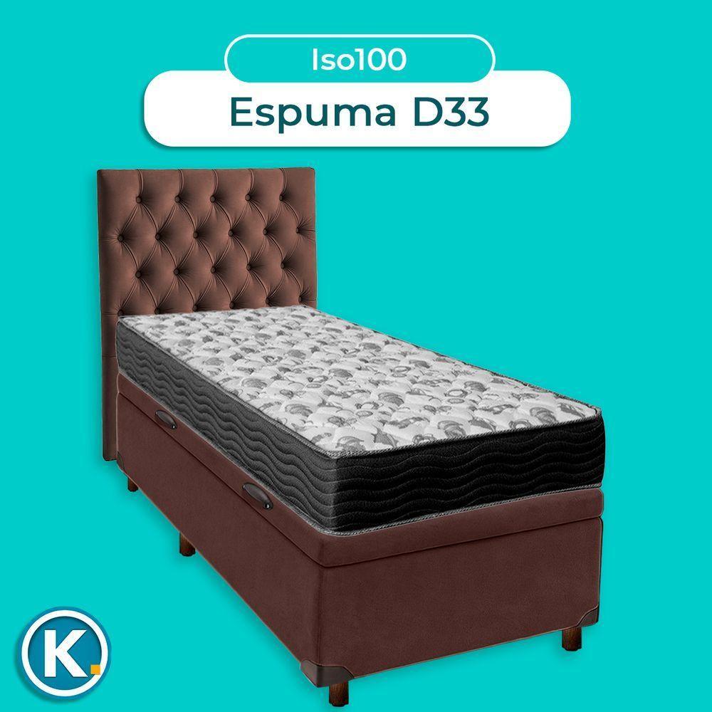 Conjunto Cama Box Bau Blindado Solteiro + Colchão D33 Iso100 Ortobom + Cabeceira - 4