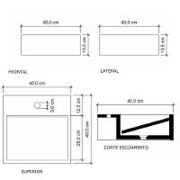 Cuba De Apoio Banheiro Jade Pedra 40x40cm Chumbo Fosco - 3