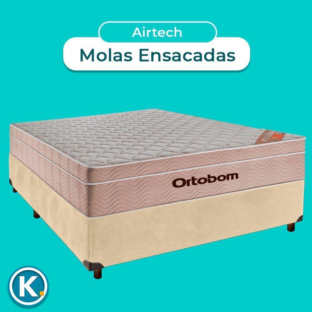 Cama Box Perola Casal + Colchão Molas Ensacadas Airtech Ortobom - 4