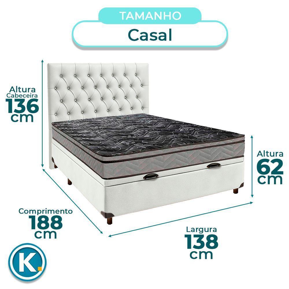 Conjunto Cama Box Bau Branco Casal + Colchão D28 Conforto Paropas + Cabeceira - 3