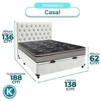 Conjunto Cama Box Bau Branco Casal + Colchão D28 Conforto Paropas + Cabeceira - 3