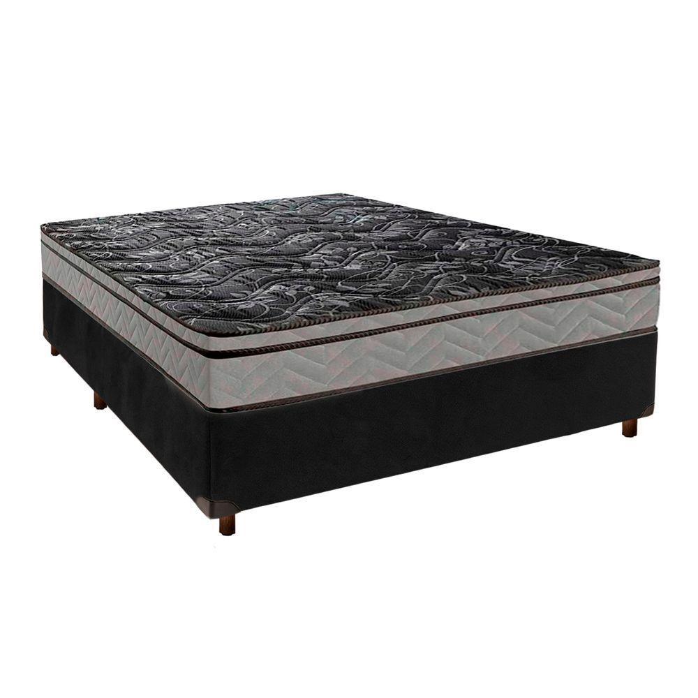 Conjunto Cama Box Preto Casal + Colchão D28 Conforto Paropas - 1
