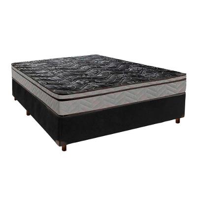 Conjunto Cama Box Preto Casal + Colchão D28 Conforto Paropas