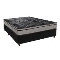 Conjunto Cama Box Preto Casal + Colchão D28 Conforto Paropas - 1
