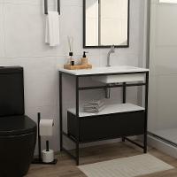 Gabinete Banheiro Ferro Iron Black Com Gaveteiro 80x45cm Branco Fosco - 2