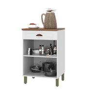 Balcão Para Cozinha 60cm 1 Porta 1 Gaveta Com Tampo Branco Indekes Branco - 3