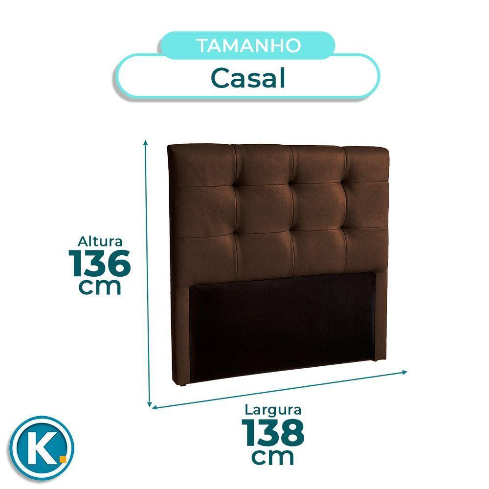 Cabeceira Estofada Casal Alice Nature Material Sintético Marrom 138x136 - 2