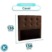 Cabeceira Estofada Casal Alice Nature Material Sintético Marrom 138x136 - 2