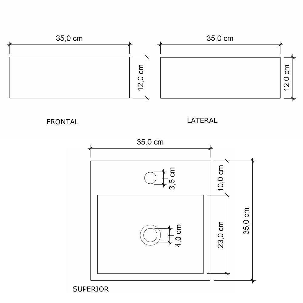 Cuba De Apoio Banheiro Topazio Pedra 35x35cm Chumbo Fosco - 3