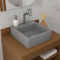 Cuba De Apoio Banheiro Topazio Pedra 35x35cm Chumbo Fosco - 2