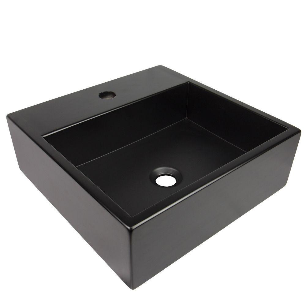 Cuba De Apoio Banheiro Onix Pedra 40x40cm Preto Fosco - 1