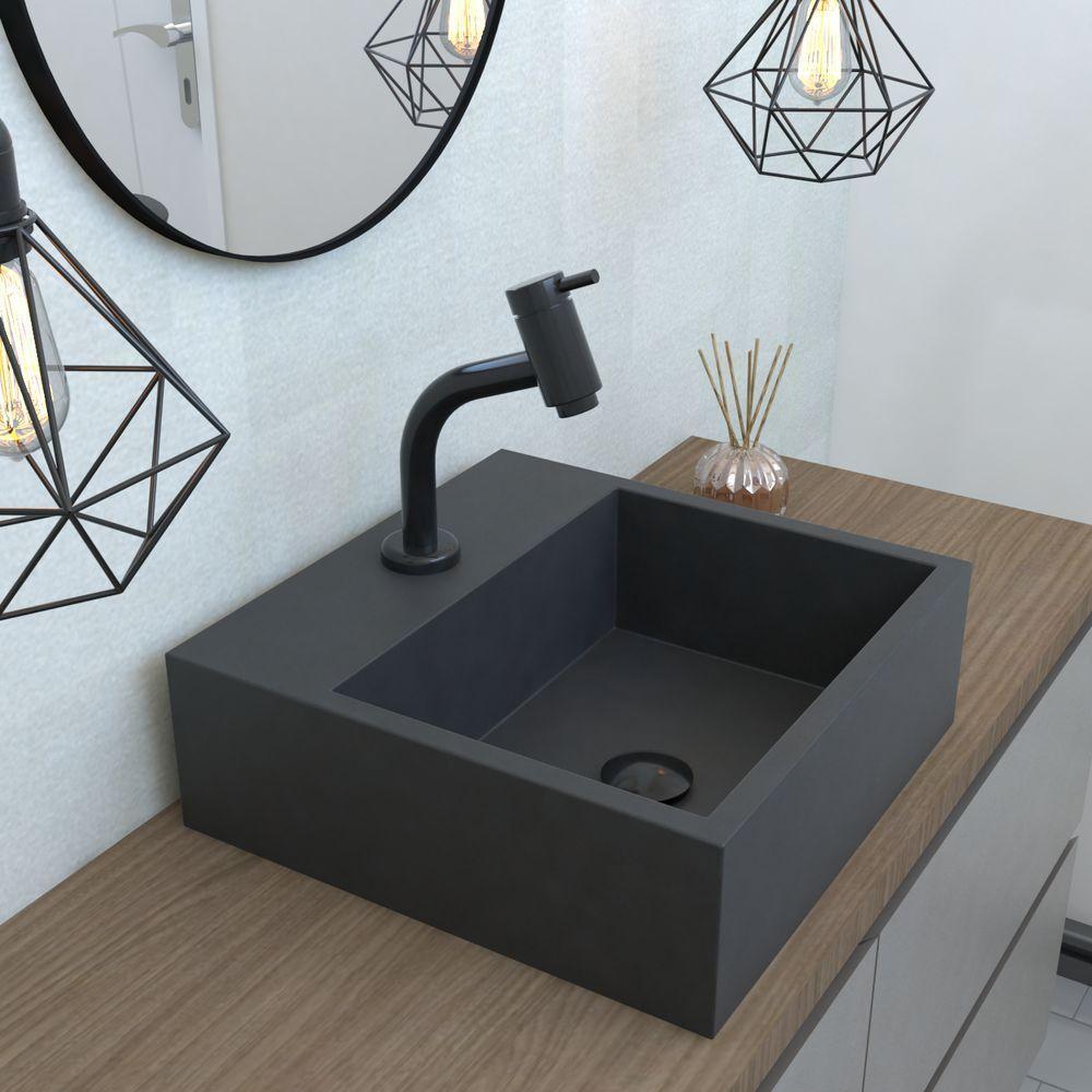 Cuba De Apoio Banheiro Onix Pedra 40x40cm Preto Fosco - 2