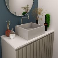 Cuba De Apoio Banheiro Quartzo Pedra 40x30cm Concreto - 2