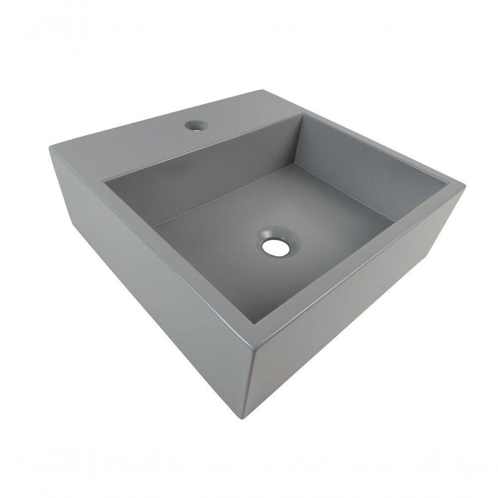 Cuba De Apoio Banheiro Onix Pedra 40x40cm Chumbo Fosco - 1