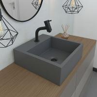 Cuba De Apoio Banheiro Onix Pedra 40x40cm Chumbo Fosco - 2