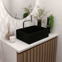 Cuba De Apoio Banheiro Rubi Pedra 40x30cm Preto Fosco - 2