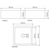 Cuba De Apoio Banheiro Pérola Pedra 30x30cm Branco Standard - 3
