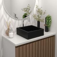 Cuba De Apoio Banheiro Pérola Pedra 30x30cm Preto Fosco - 2