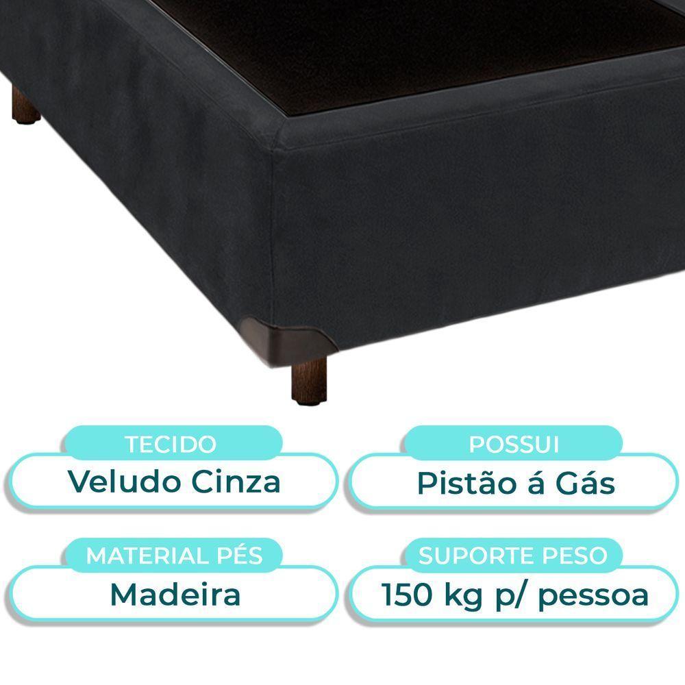 Cama Box Solteiro Cinza Nature 88x188 - 2