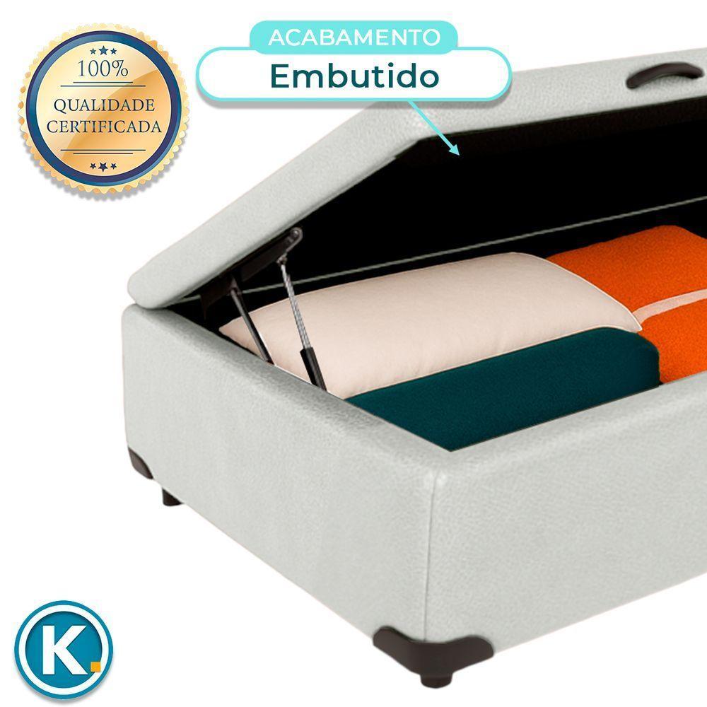 Cama Box Bau Solteiro Blindado Nature Branco 88x188 - 2