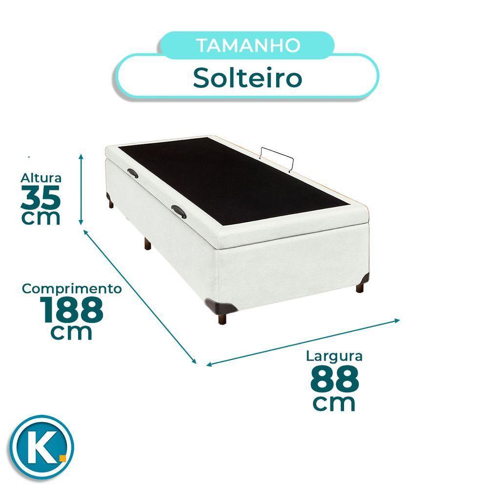 Cama Box Bau Solteiro Blindado Nature Branco 88x188 - 3