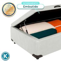 Cama Box Bau Solteiro Blindado Nature Branco 88x188 - 2
