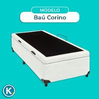 Cama Box Bau Solteiro Blindado Nature Branco 88x188