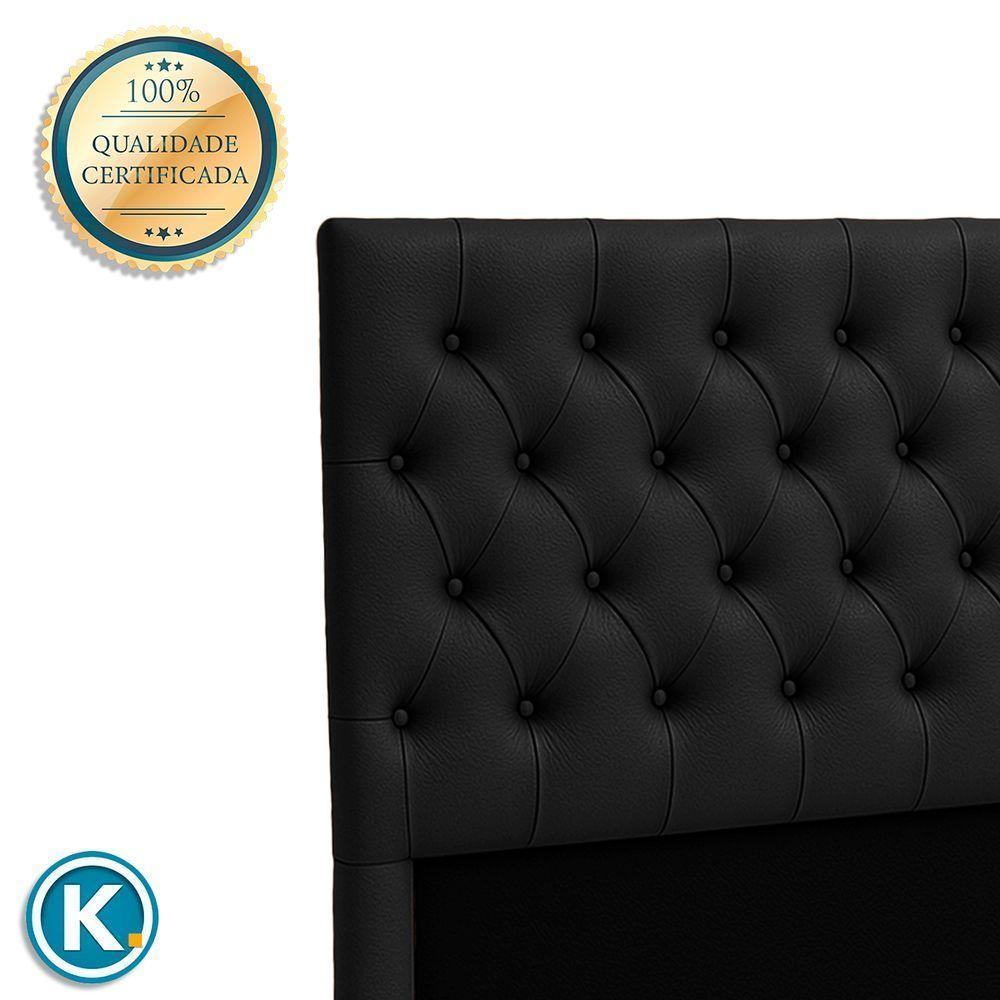 Cabeceira Estofada King Luna Nature Material Sintético Preto 193x136 - 3