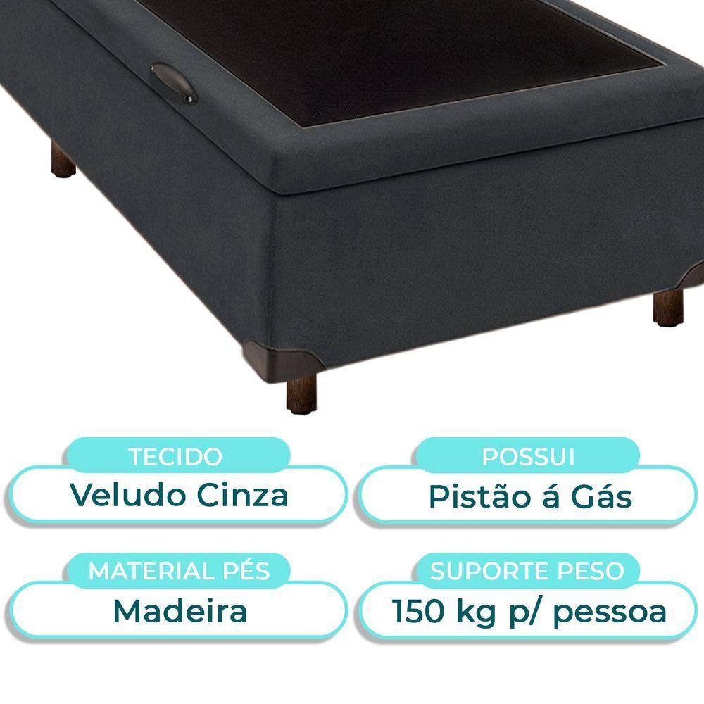 Cama Box Baú Solteiro Cinza Nature 88x188 - 4