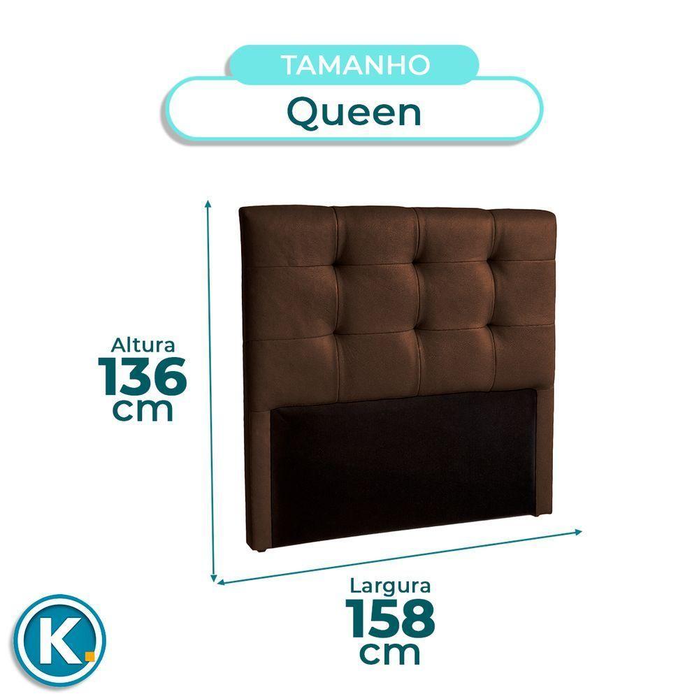 Cabeceira Estofada Queen Alice Nature Material Sintético Marrom 158x136 - 3