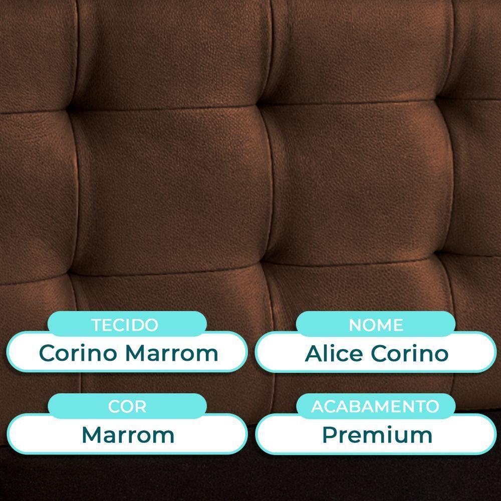 Cabeceira Estofada Queen Alice Nature Material Sintético Marrom 158x136 - 5