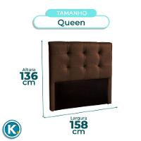 Cabeceira Estofada Queen Alice Nature Material Sintético Marrom 158x136 - 3