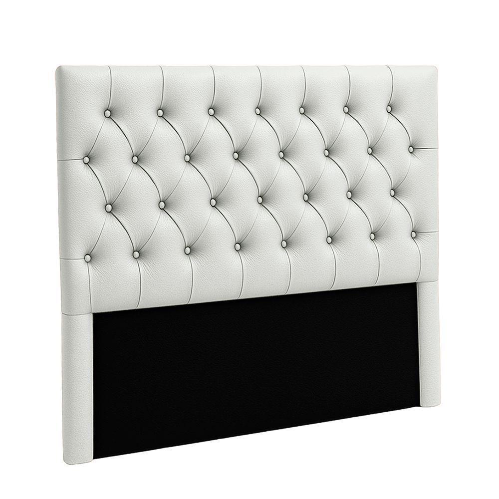 Cabeceira Estofada King Luna Nature Material Sintético Branco 193x136 - 1