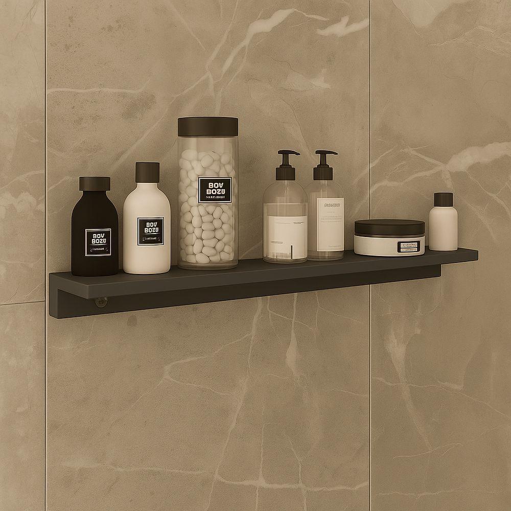 Prateleira Porta Shampoo Slim 60cm Chumbo Fosco - 2
